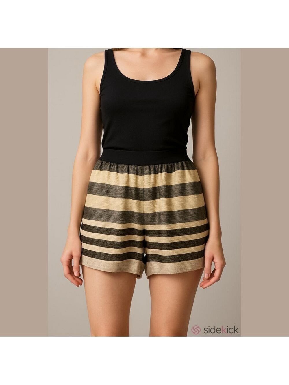 BCBGENERATION BLACK, CREAM AND GRAY SPARKLY MESHED SHORTS-SZ 0